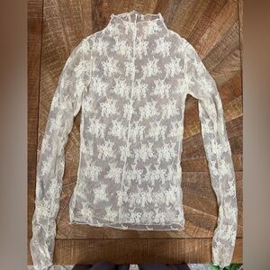 Free People Sheer Lace Blouse - Cream